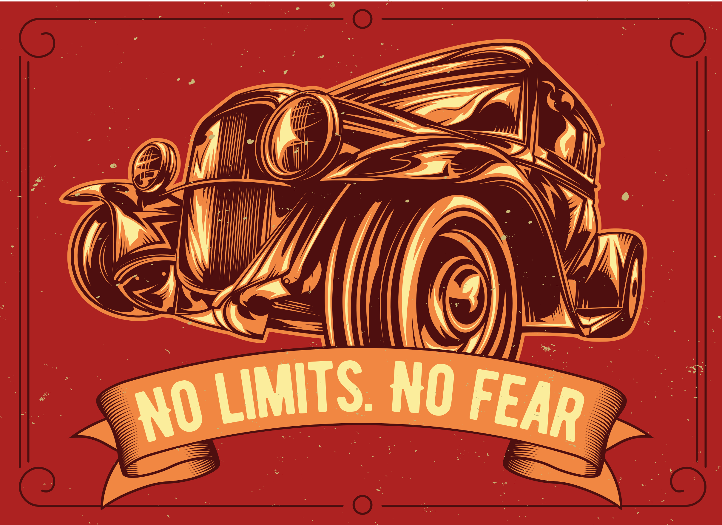 Klassisk gammal bil vardagsrumsmatta - Tenstickers