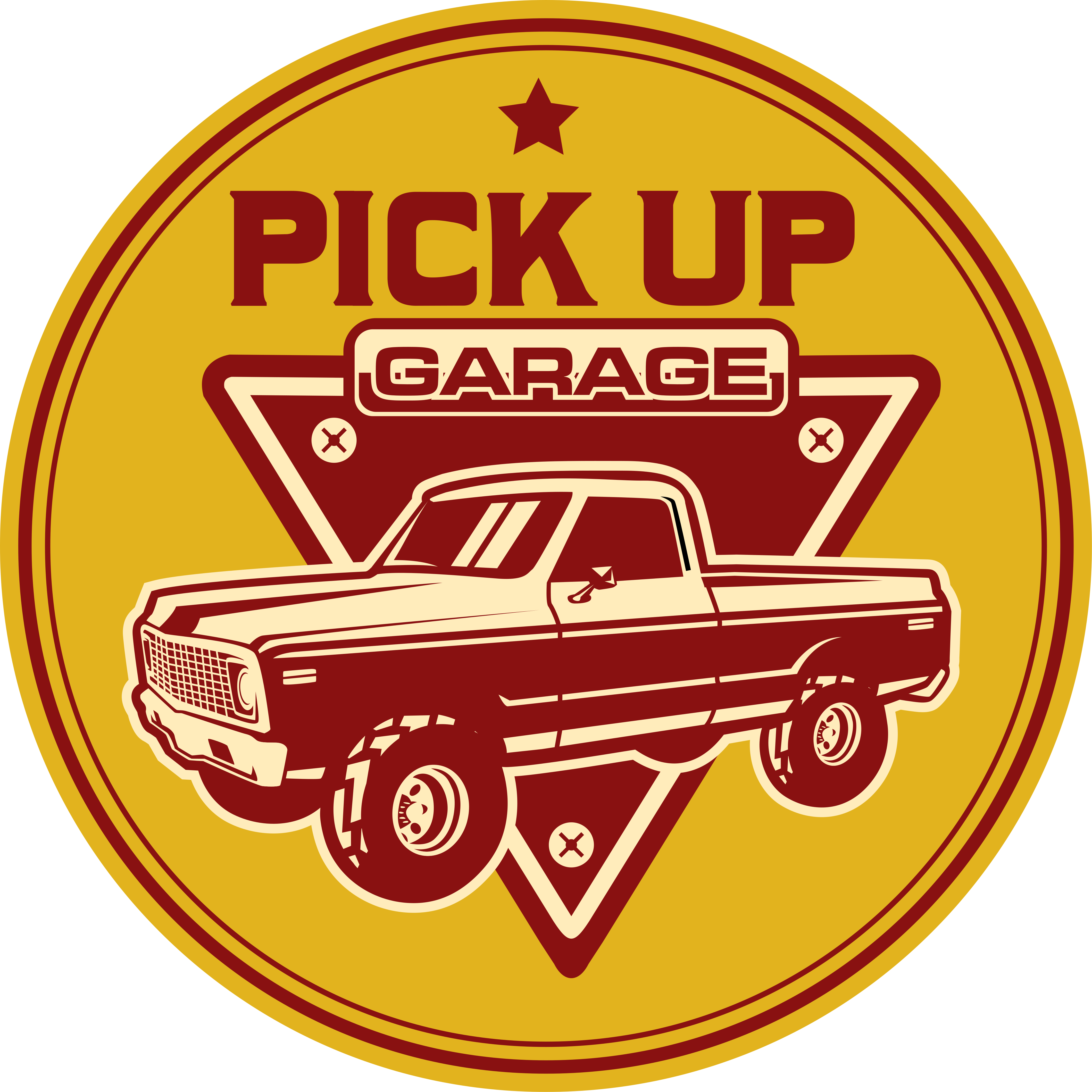Klassisk pickup-garage Vinylmatta årgång - Tenstickers