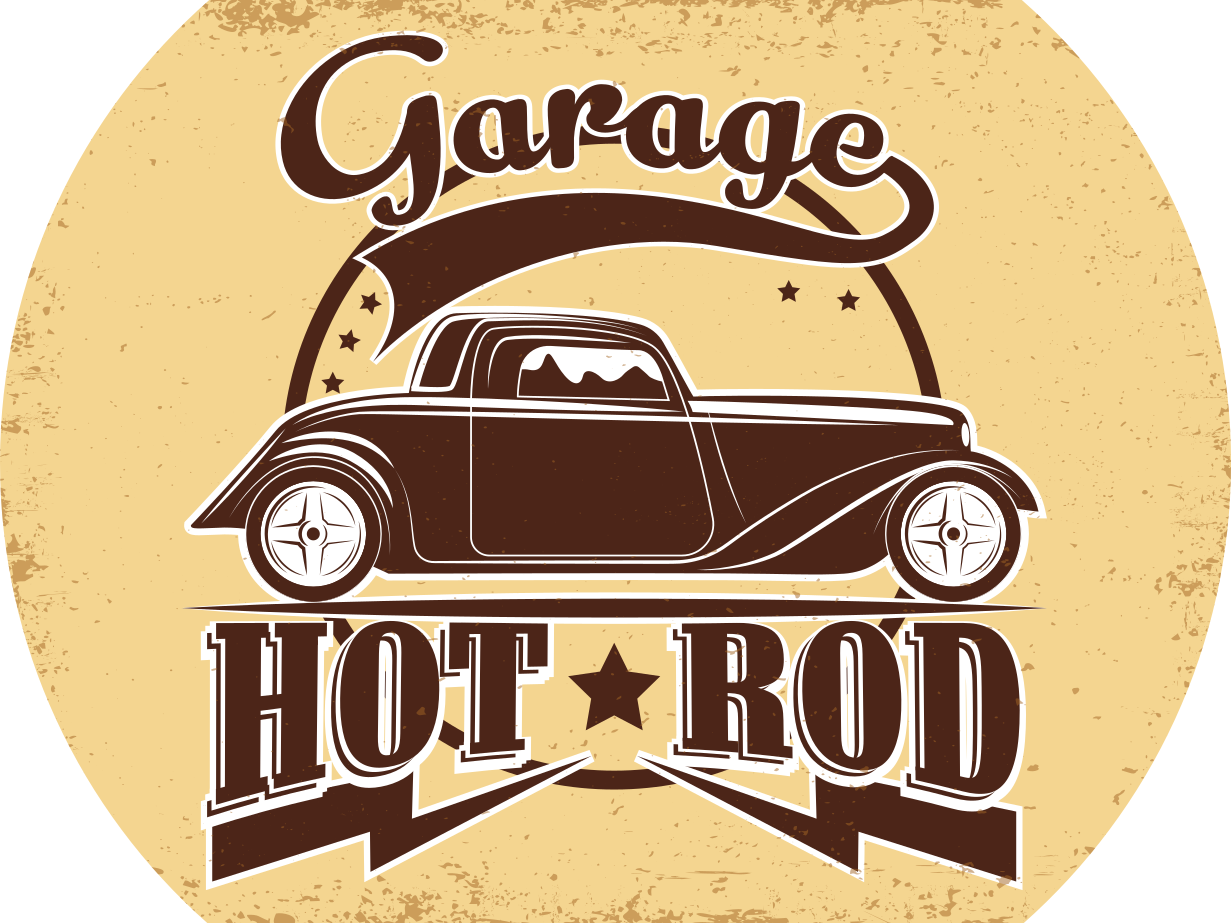Garage hot rod Vinylmatta årgång - Tenstickers