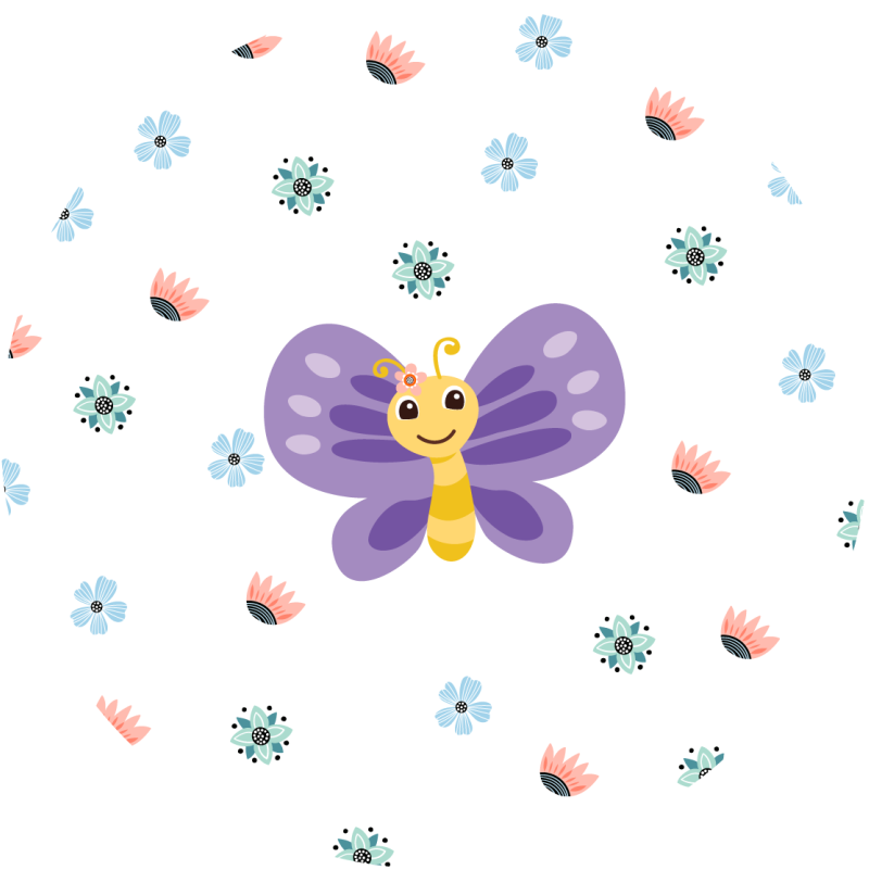 Lila fjärilsdesign Vinylmatta Barn - Tenstickers
