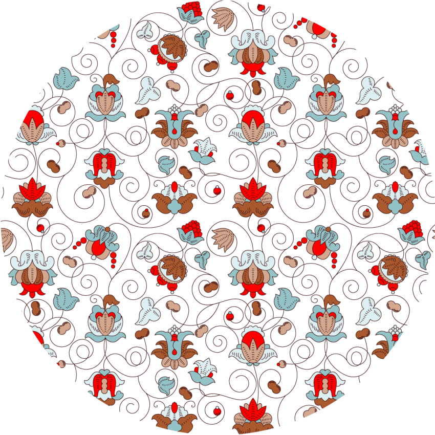 Vinylmatta blommor och växter cirkulär botanisk spiral - Tenstickers