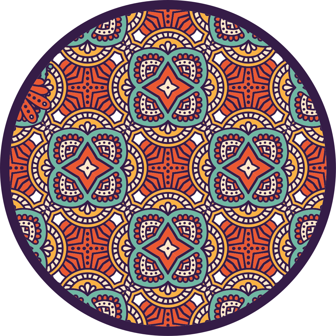 Färgglad geometrisk harmoni Vinylmatta Mandala - Tenstickers