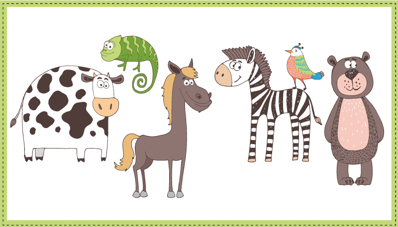 Söta djur som ritar djurmatta - Tenstickers