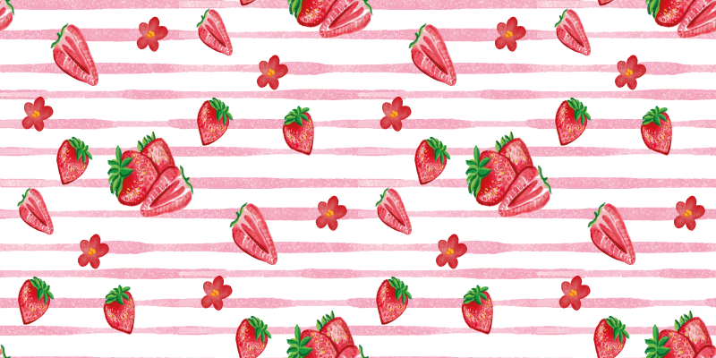 Sömlösa jordgubbar på randig golvmatta - Tenstickers