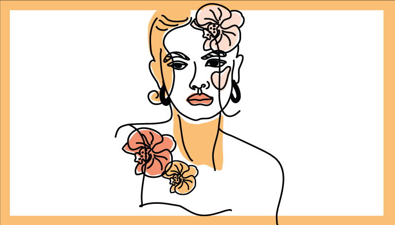 Snyggt blommigt porträtt Vinylmatta modern - Tenstickers