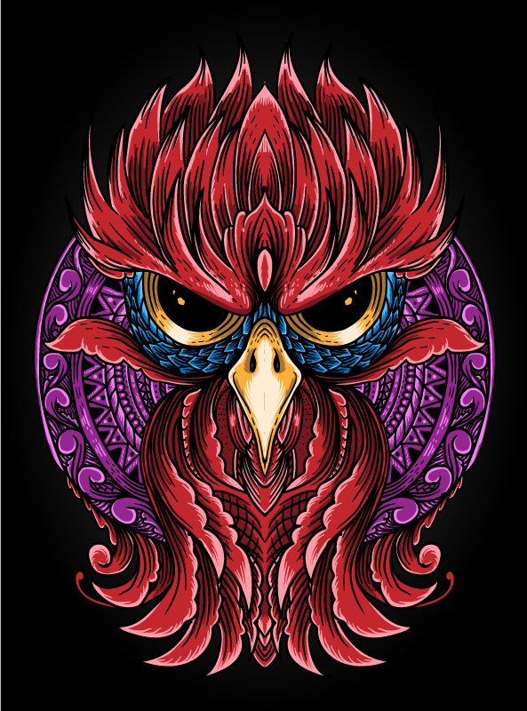 Röd mandala uggla matta - Tenstickers