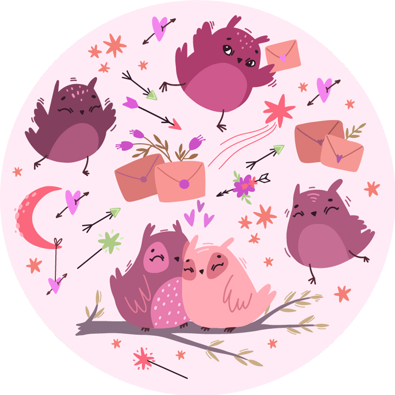 Lila ugglor Vinylmatta Barn - Tenstickers