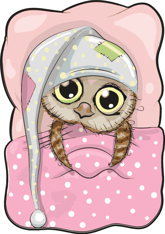 Söt sovande uggla Vinylmatta Barn - Tenstickers