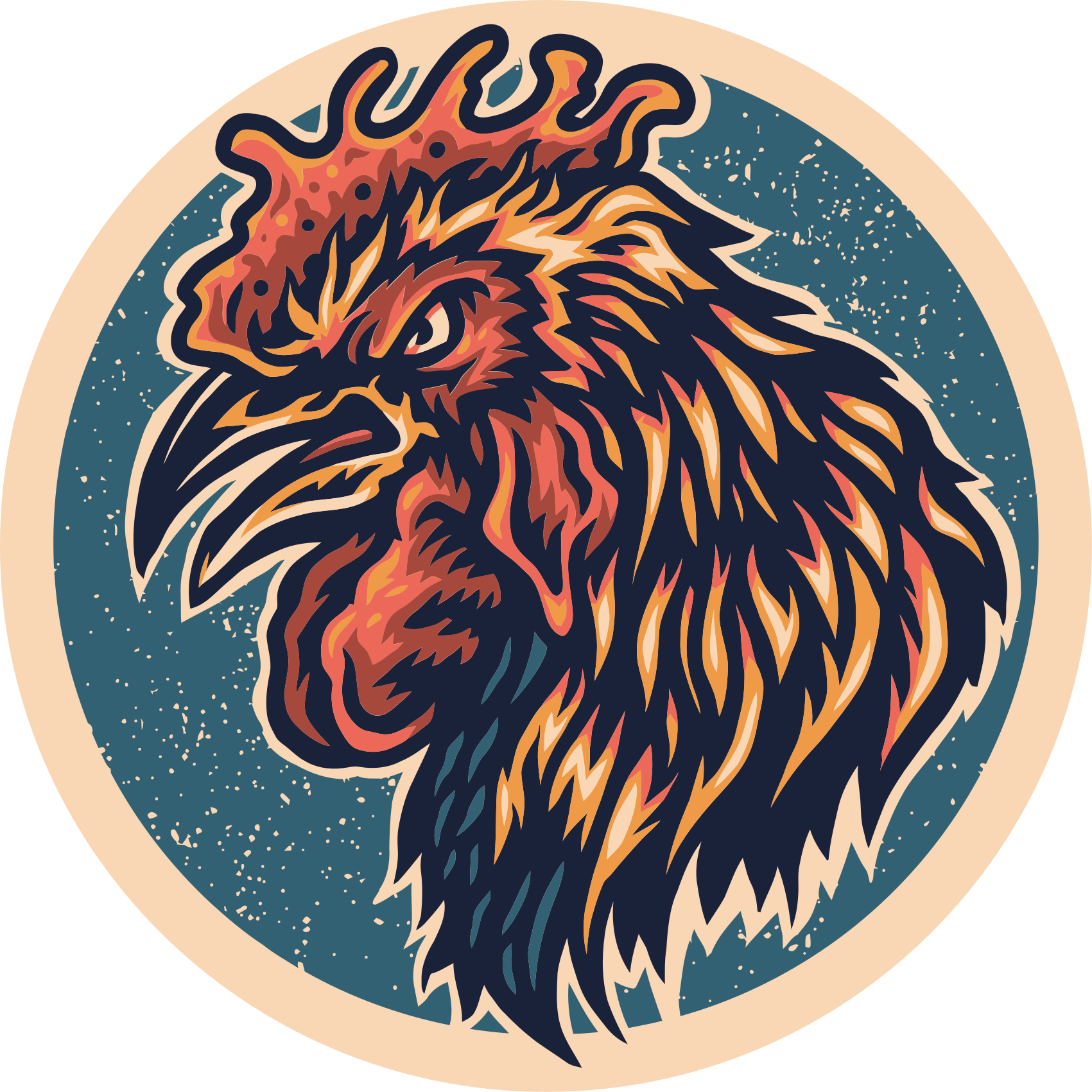 Tupphuvudillustration Vinylmatta Ungdom - Tenstickers