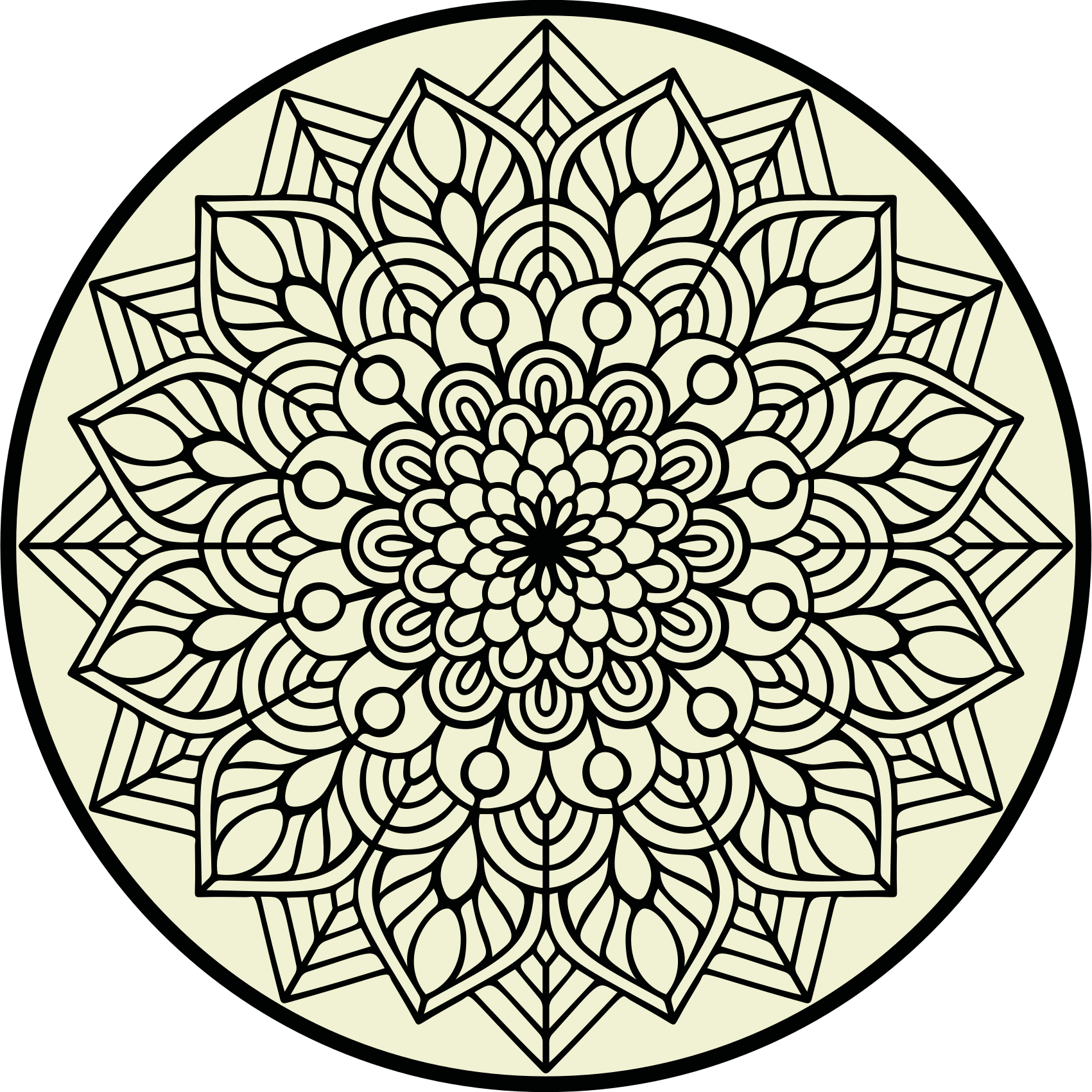 Graciöst botaniskt emblem Vinylmatta Mandala - Tenstickers