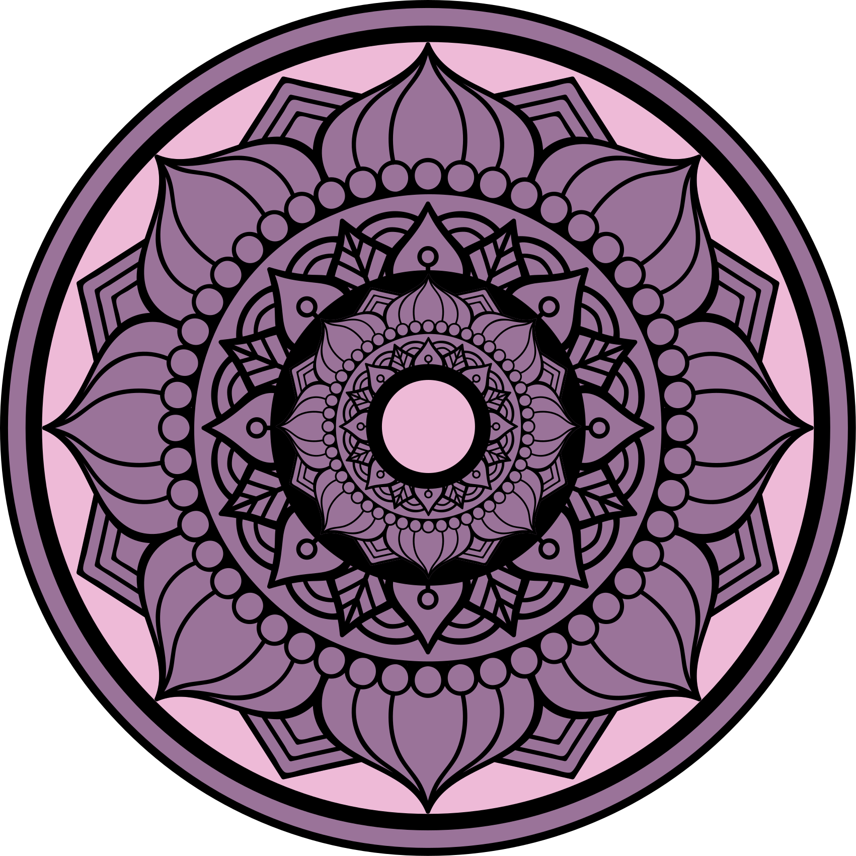 Cirkulärt blommönster Vinylmatta Mandala - Tenstickers