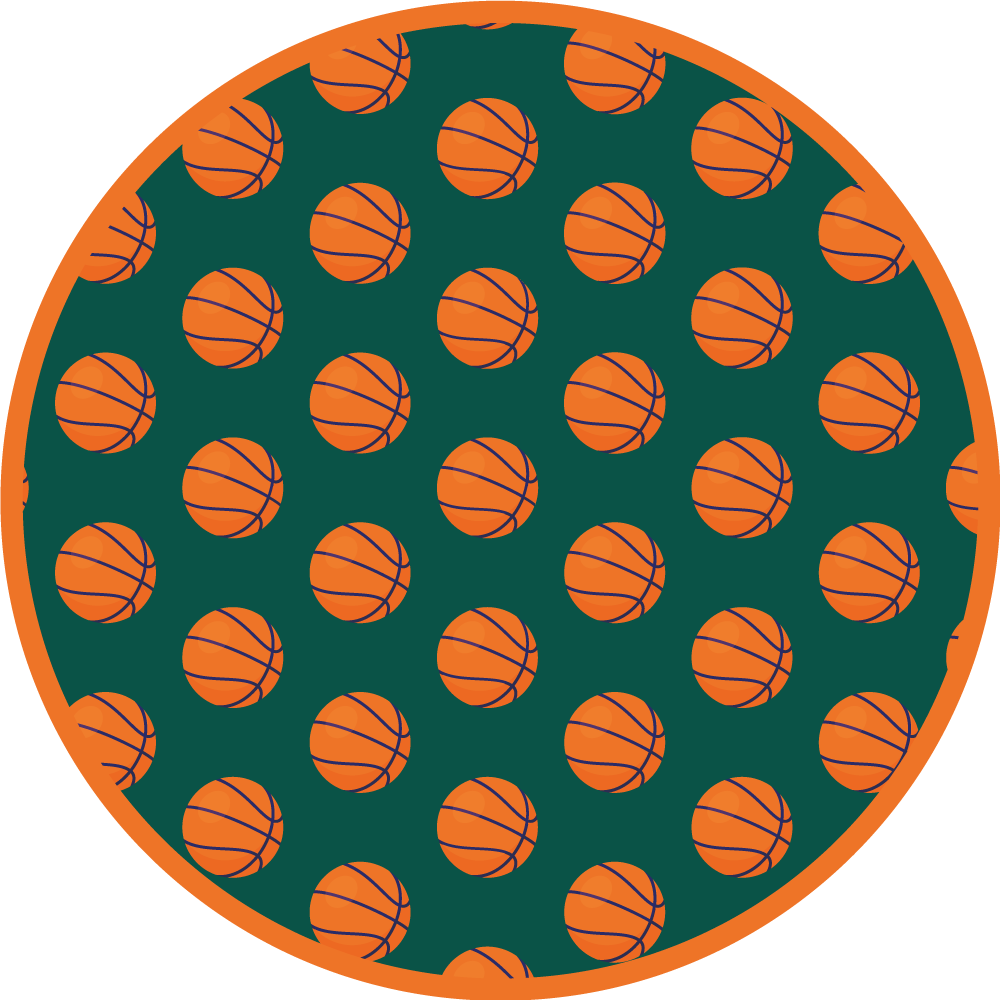 Orange basket med grön rund matta - Tenstickers