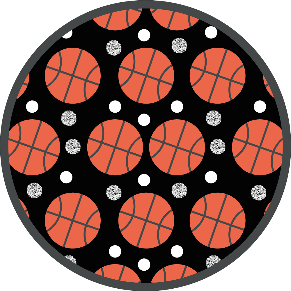 Basketbollar och vita prickar cirkulär matta - Tenstickers