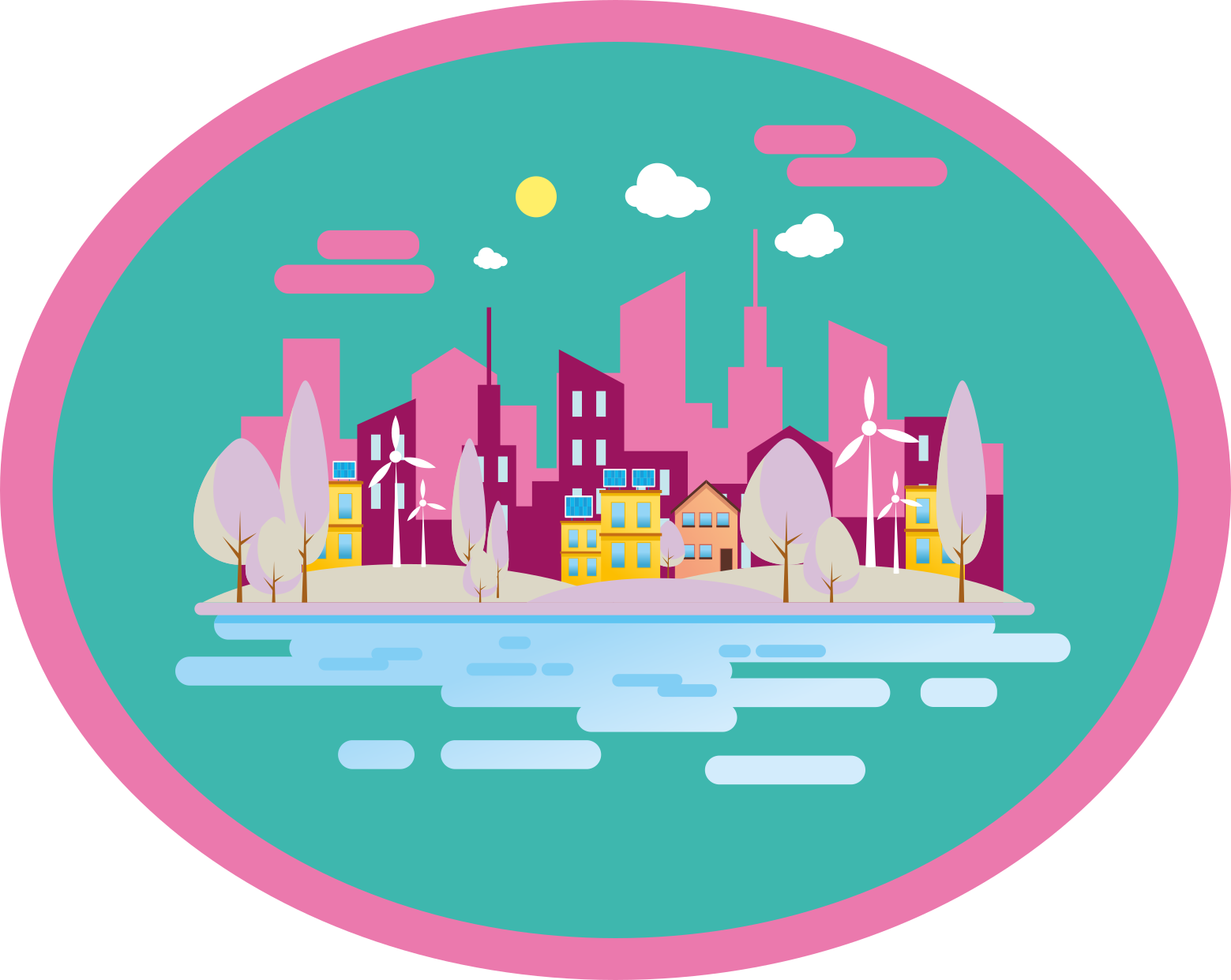 Färgstark stadsbild Andra Vinylmattor - Tenstickers