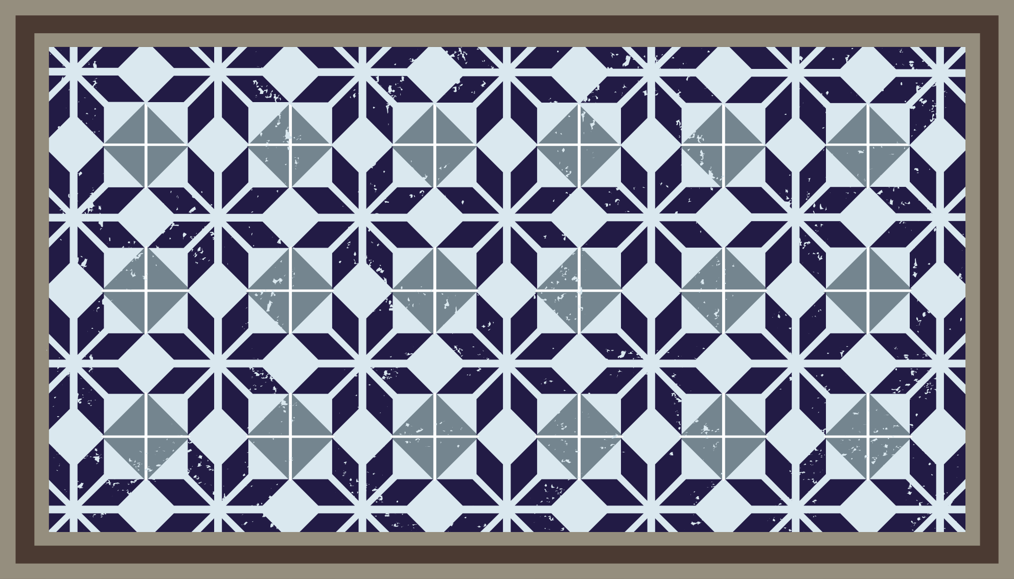 Ljusblå geometriska stjärnor kakel matta - Tenstickers