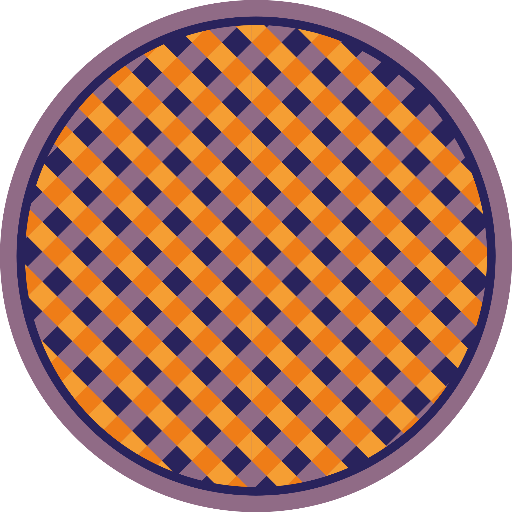 Orange och blå mönstrade rutor cirkulär matta - Tenstickers