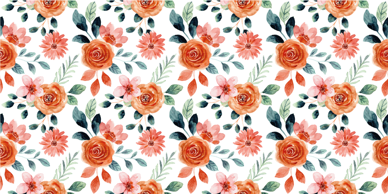 Förtjusande botaniskt motiv Vinylmatta blommor och växter - Tenstickers