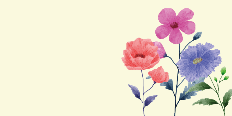 Vinylmatta blommor och växter livfull botanisk komposition - Tenstickers