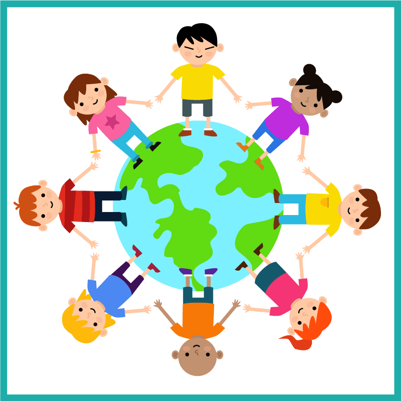 Barn grep av händerna världskarta matta - Tenstickers