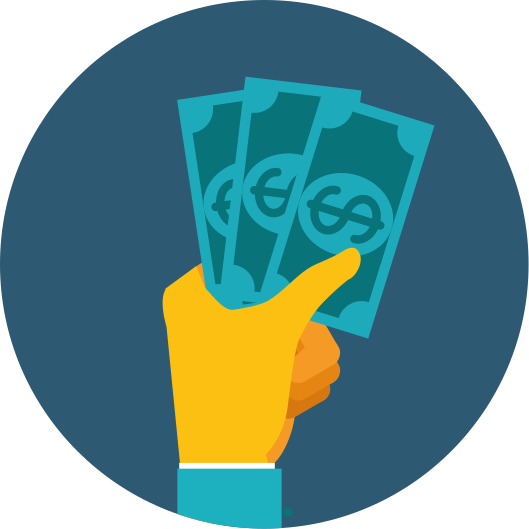 Tecknad hand med pengar hemma kontor vinyl matta - Tenstickers