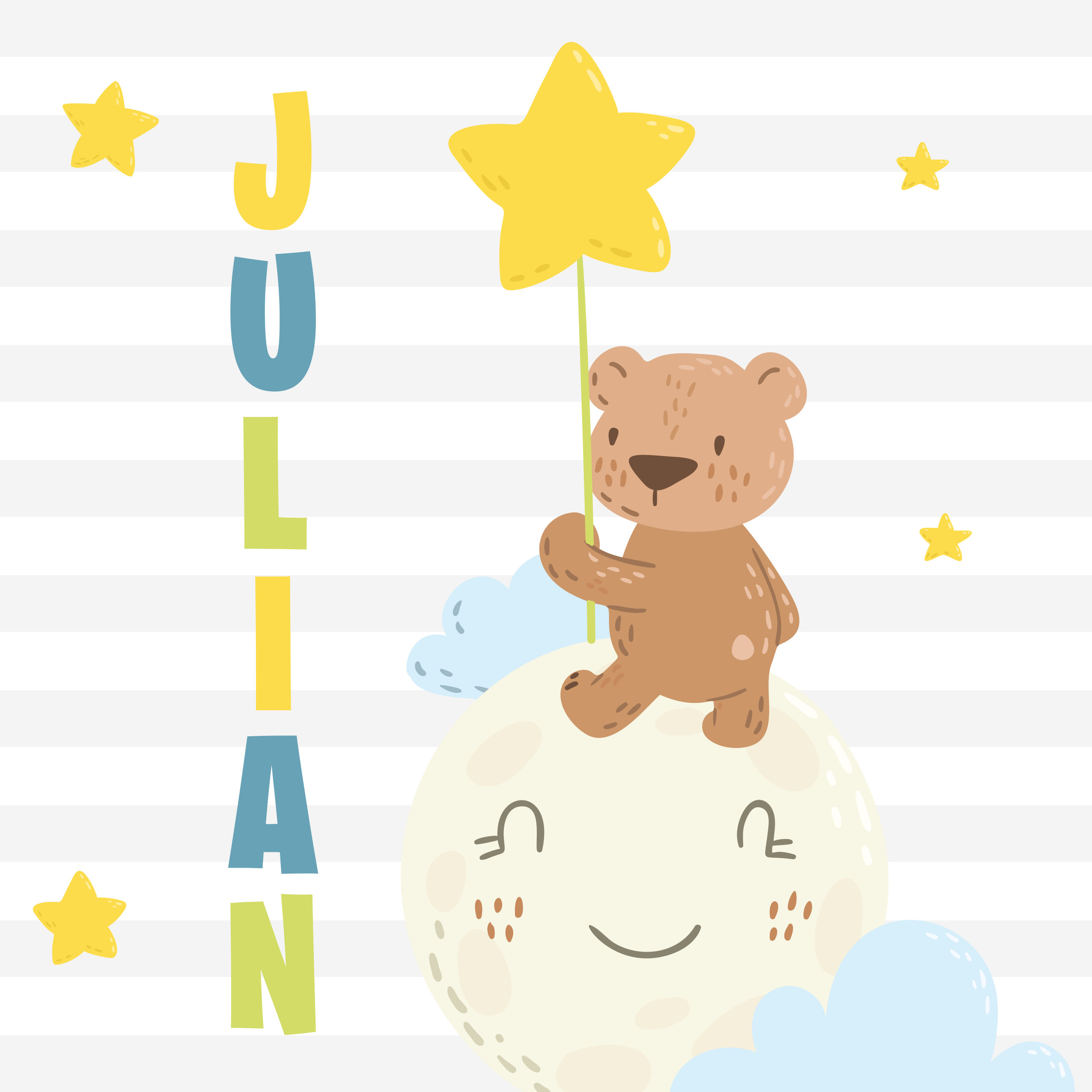 Björn med stjärna Vinylmatta namn - Tenstickers