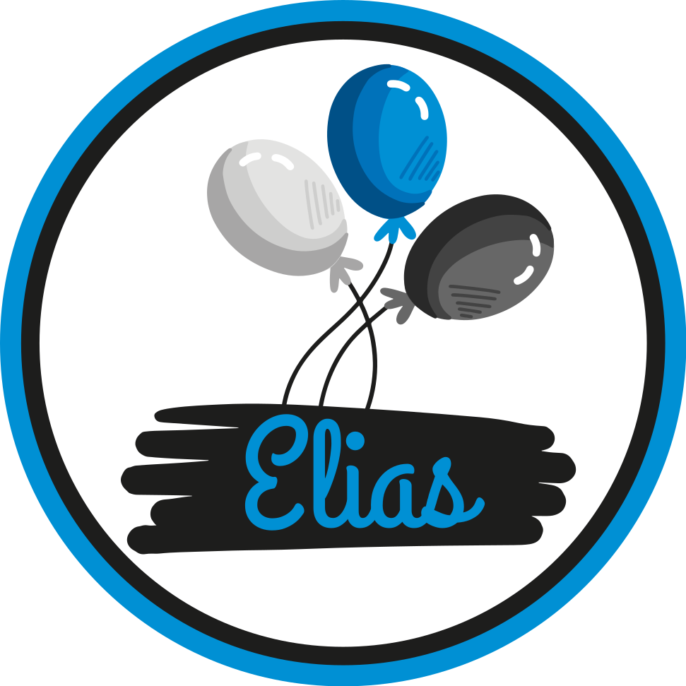 Svart och blå ballonger personlig matta - Tenstickers