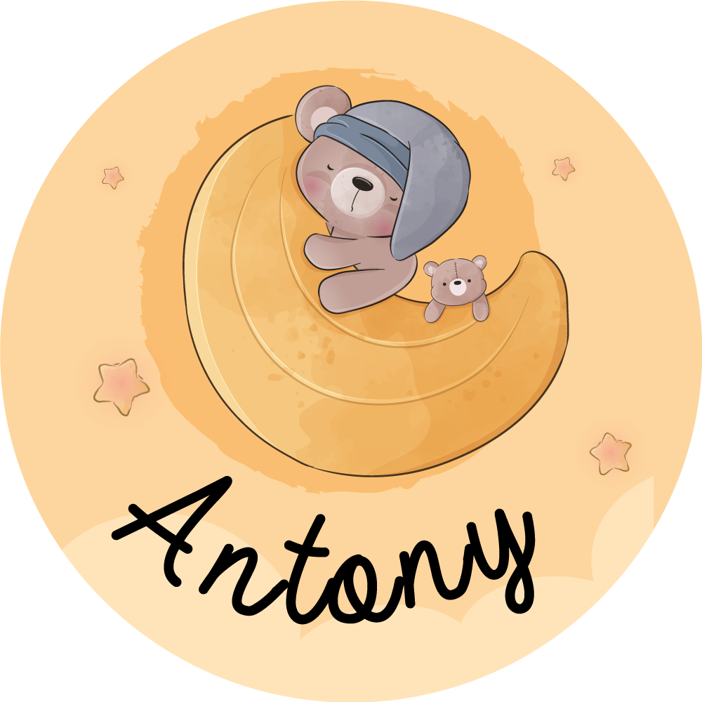 Sömnig björn med personliggöring Vinylmatta namn - Tenstickers