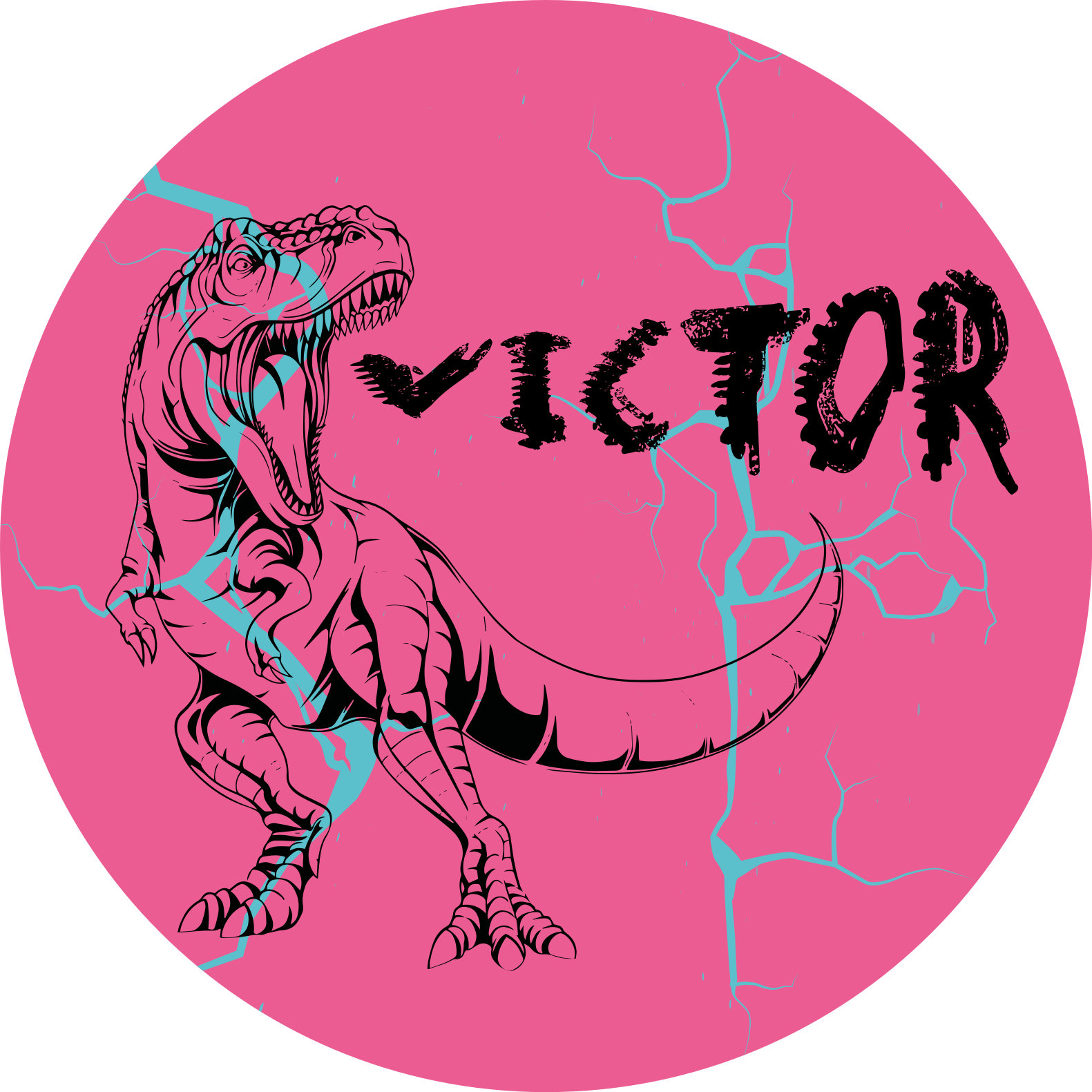 Rosa t-rex med namn Andra Vinylmattor - Tenstickers