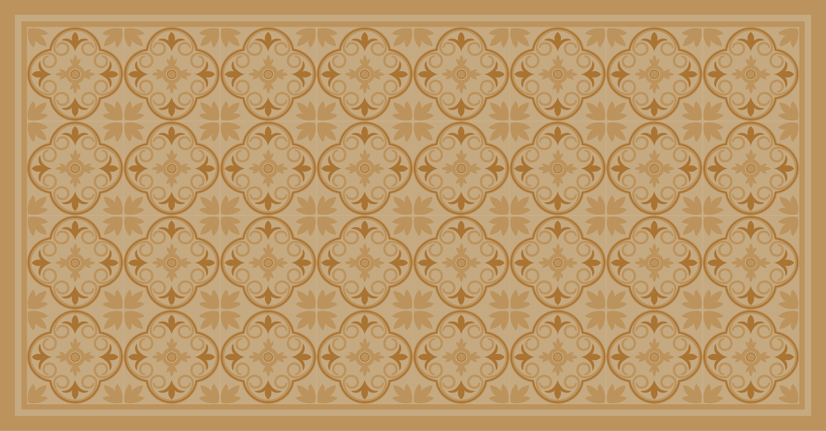 Beige vintage blommönster kakel matta - Tenstickers