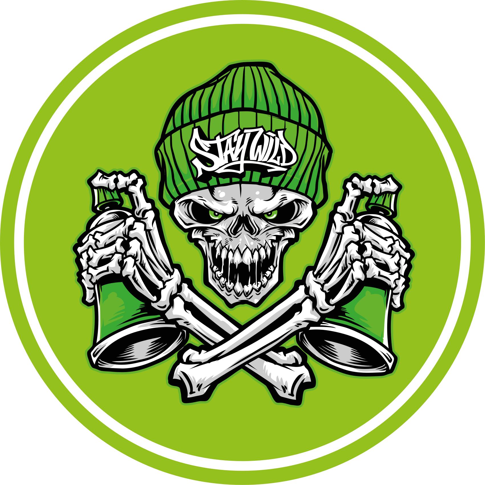 Gröna skalleglasögon graffiti modern matta - Tenstickers