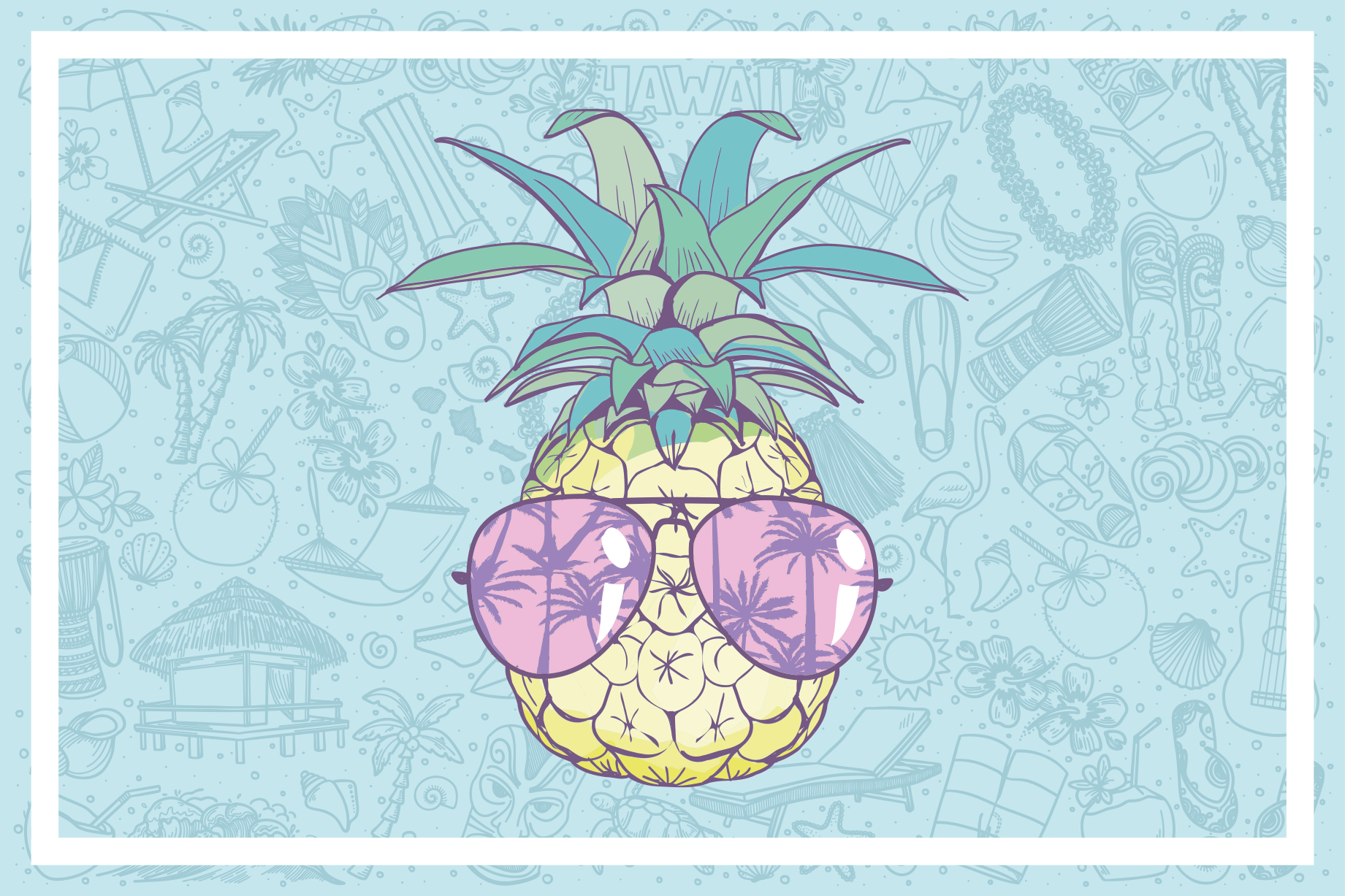 Hawaiiansk ananas tecknad modern matta - Tenstickers