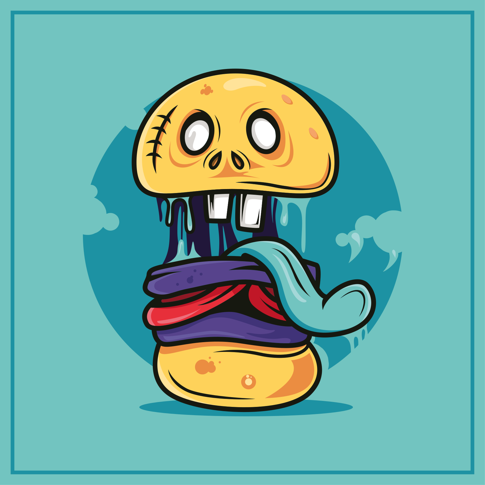 Zombie burger tecknad modern matta - Tenstickers