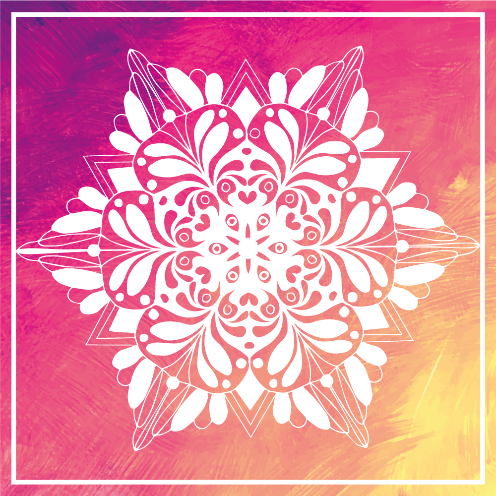 Utarbetat botaniskt arrangemang Vinylmatta Mandala - Tenstickers