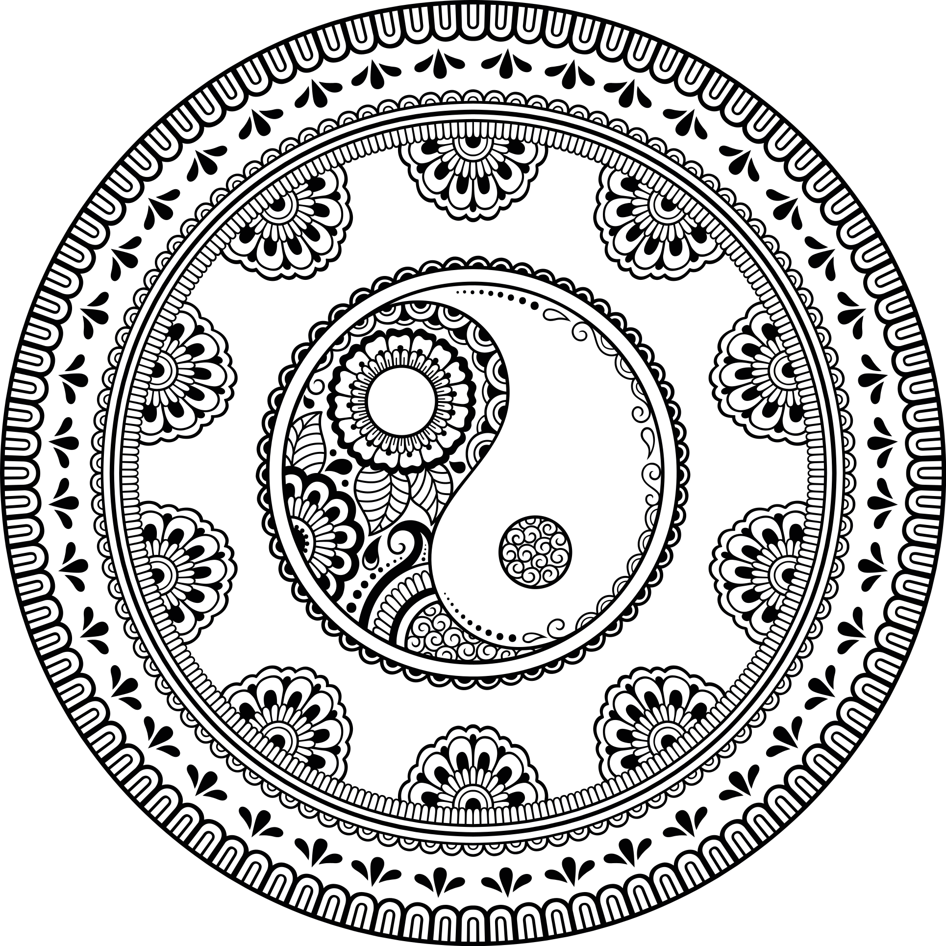 Andlig hindi stil mandala symboler vinylmatta - Tenstickers