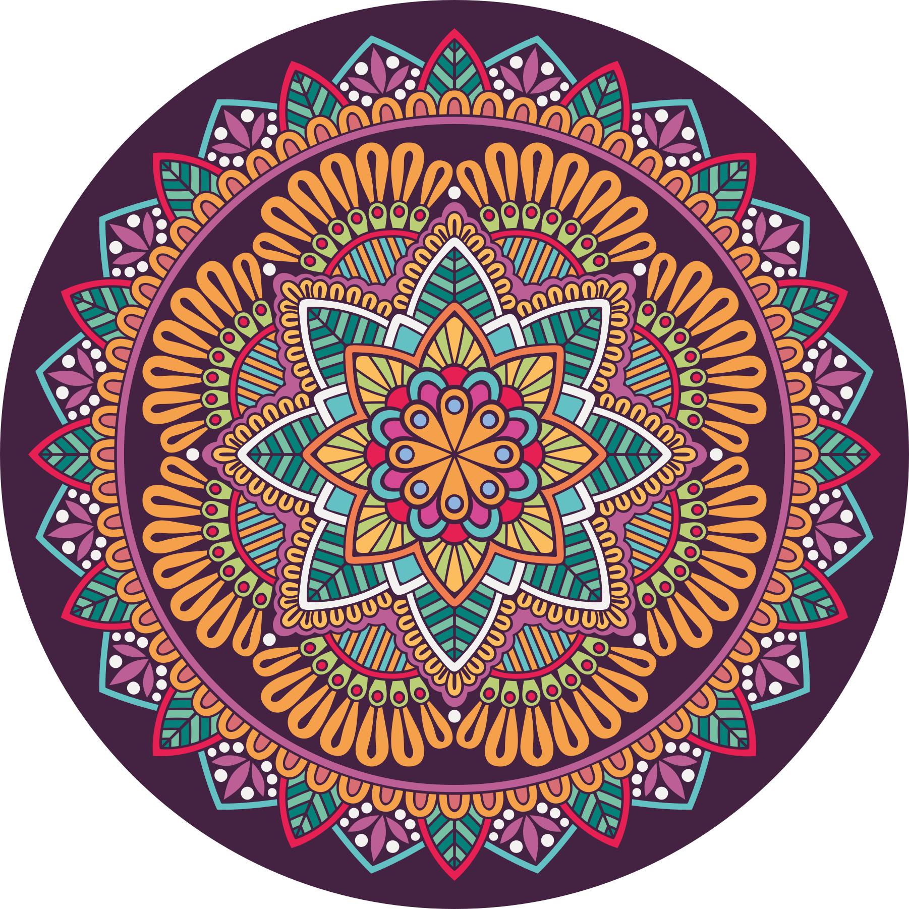 Livligt blommande element Vinylmatta Mandala - Tenstickers