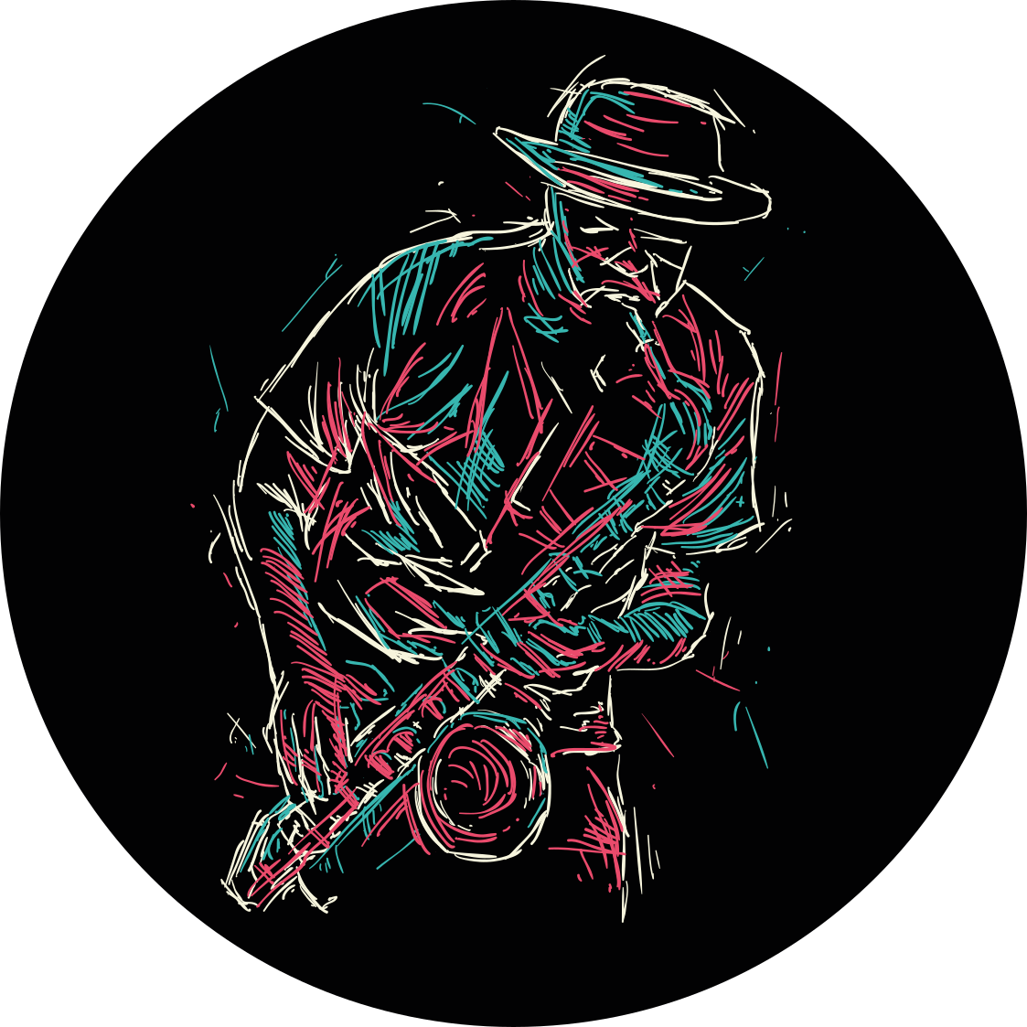 Abstrakt jazz saxofon spelare vardagsrumsmatta - Tenstickers