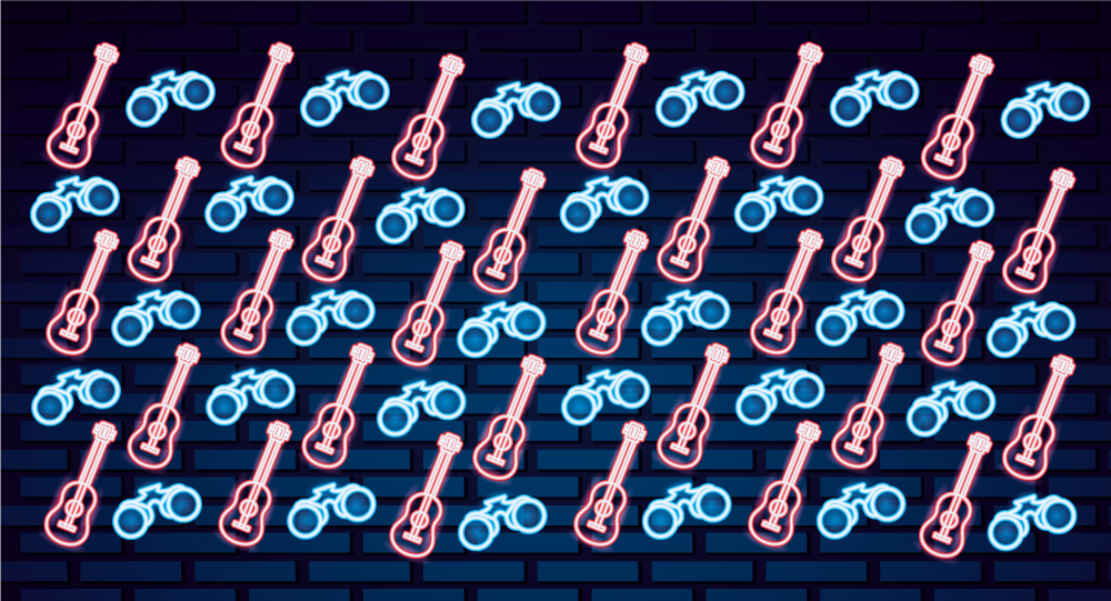 Gitarrmönster i rektangulär matta i neonstil - Tenstickers