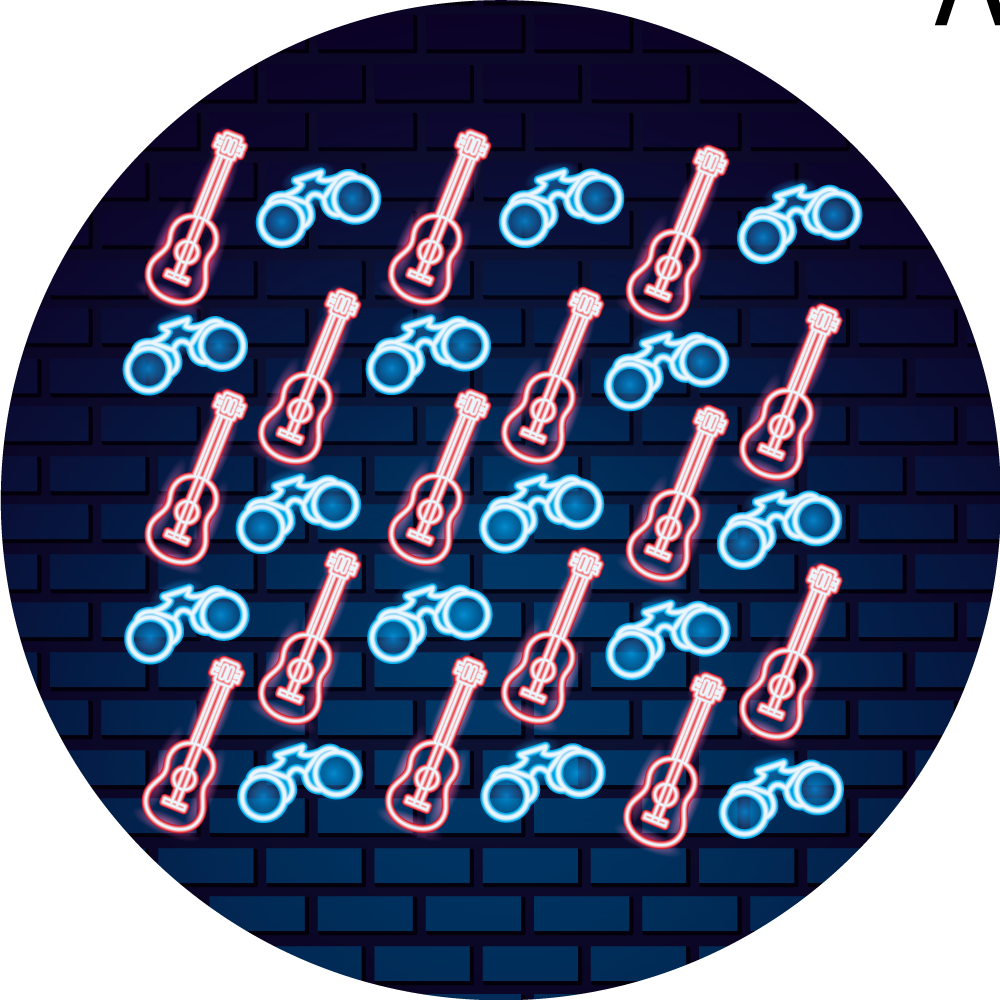 Neon musikaliska mönster Vinylmatta Ungdom - Tenstickers