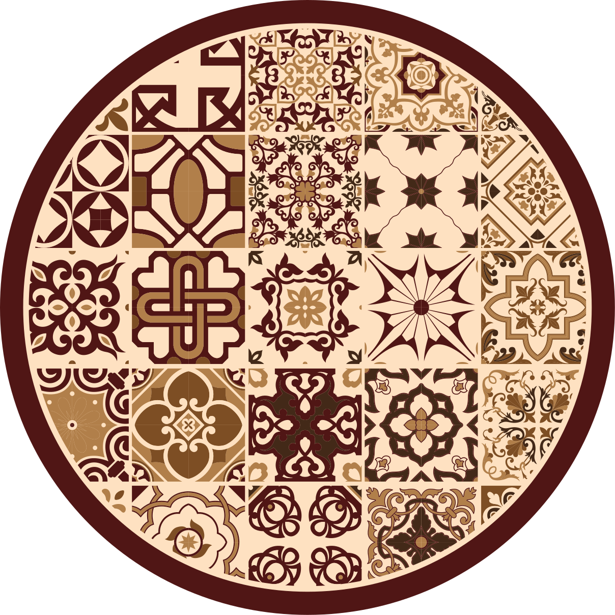 Bruna spanska stil kakel badrum vinyl matta - Tenstickers