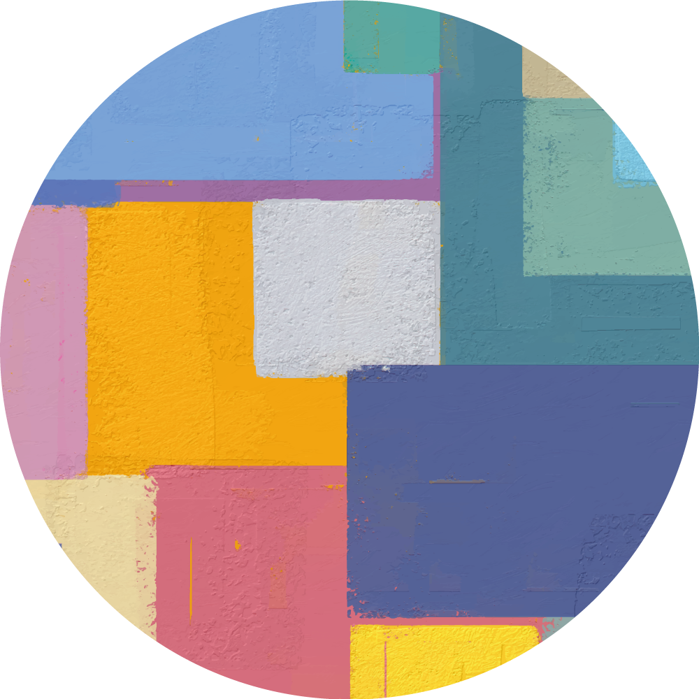 Abstrakt målning färgglada rutor cirkulär matta - Tenstickers