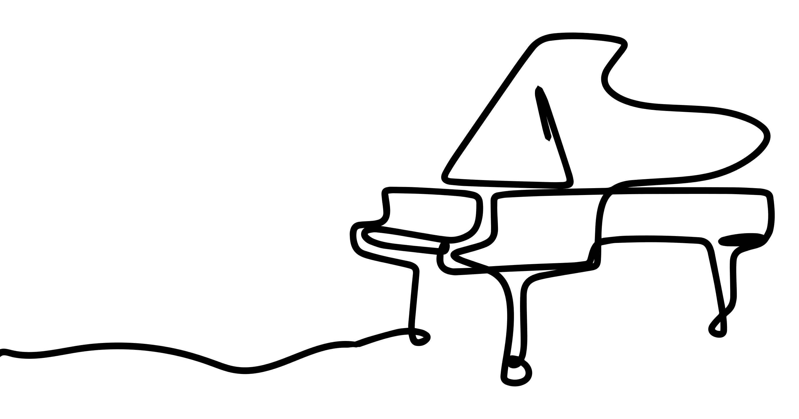 Piano line art söt design modern matta - Tenstickers