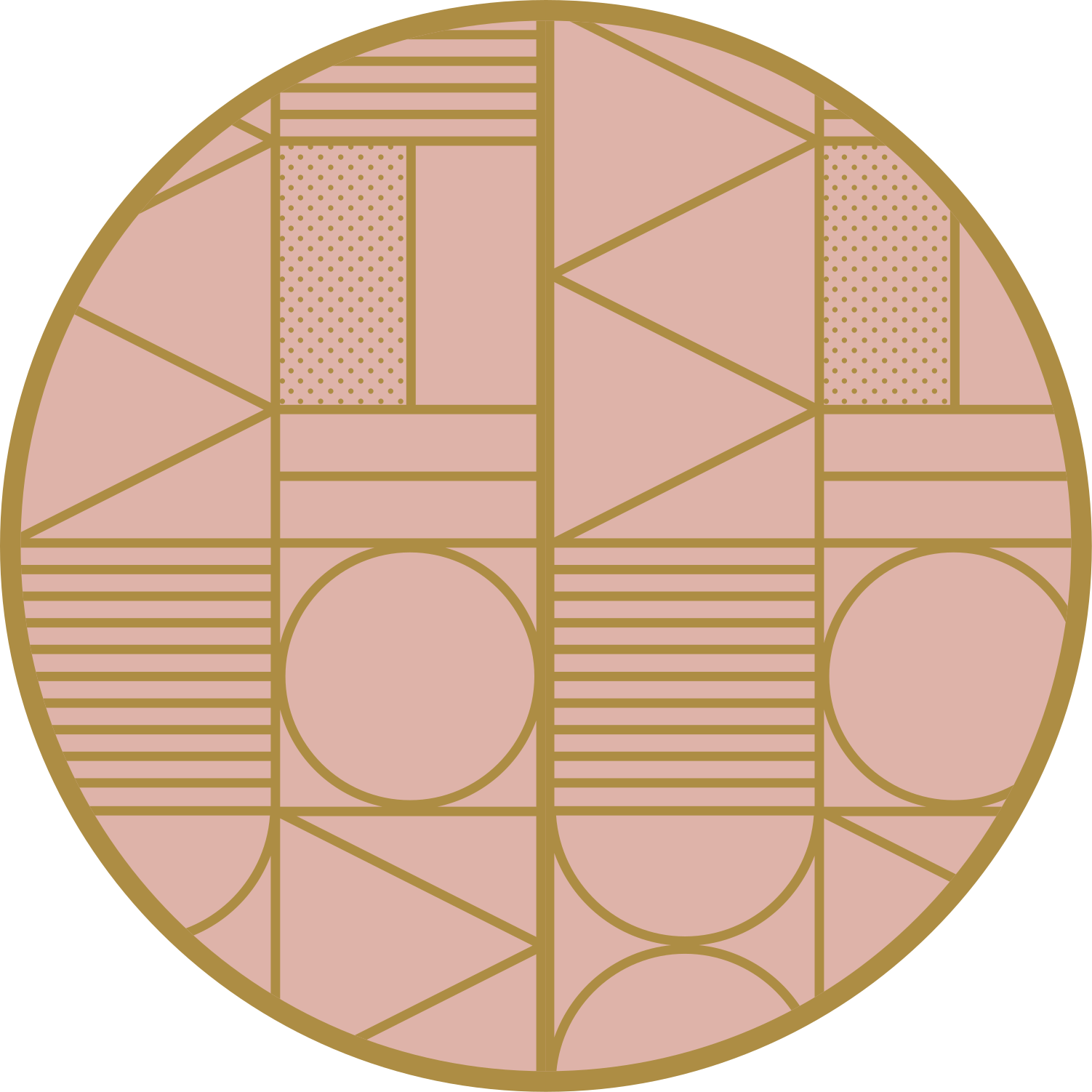 Guld- och rosa geometriska former cirkulär matta - Tenstickers