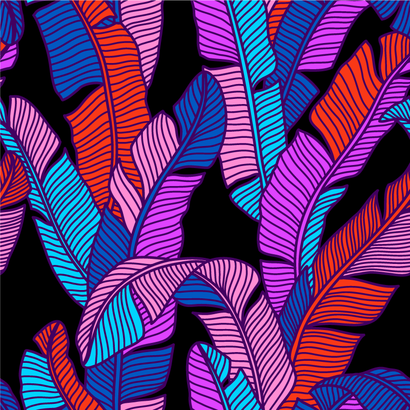 Livfulla bladmönster Vinylmatta blommor och växter - Tenstickers