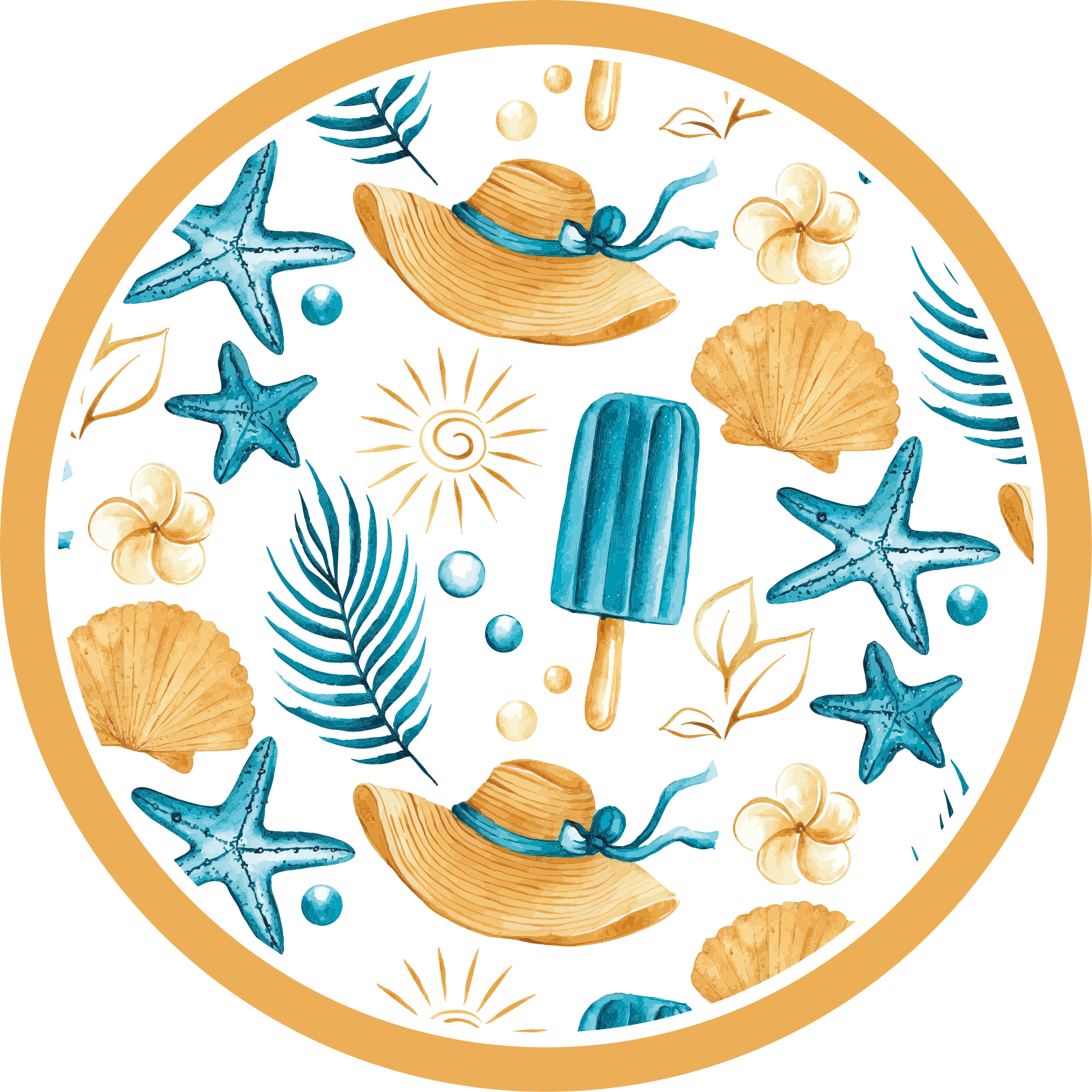 Sommarsemestervibbar Vinylmatta natur - Tenstickers