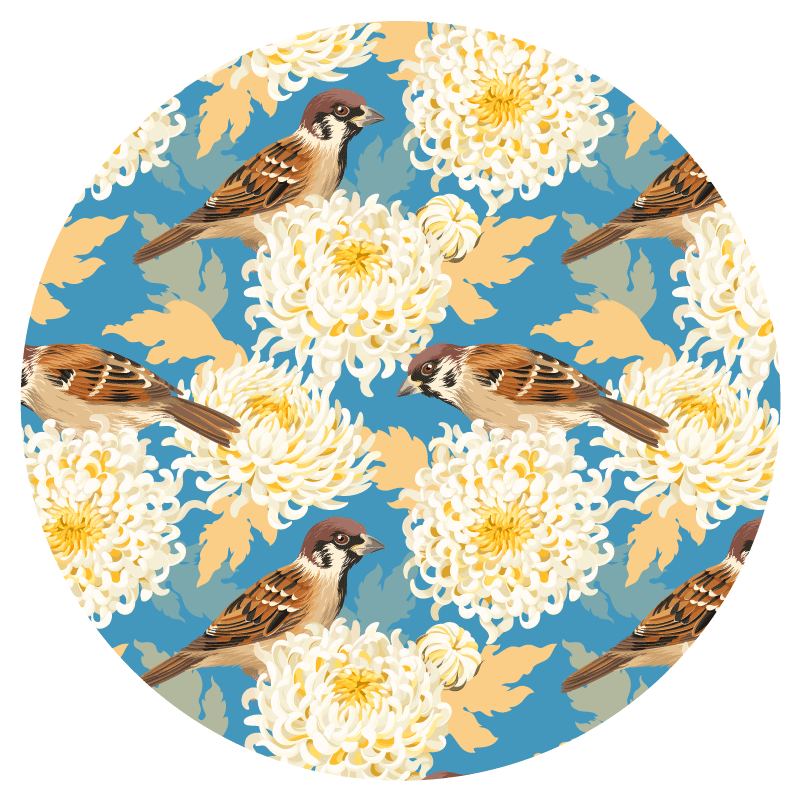 Vinylmatta blommor och växter sparvblommor mönster - Tenstickers