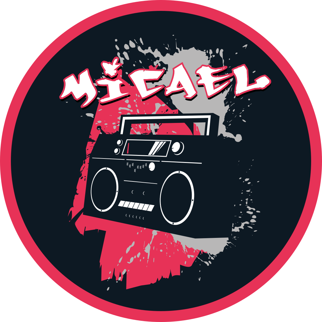 Retro boombox-tema Vinylmatta namn - Tenstickers