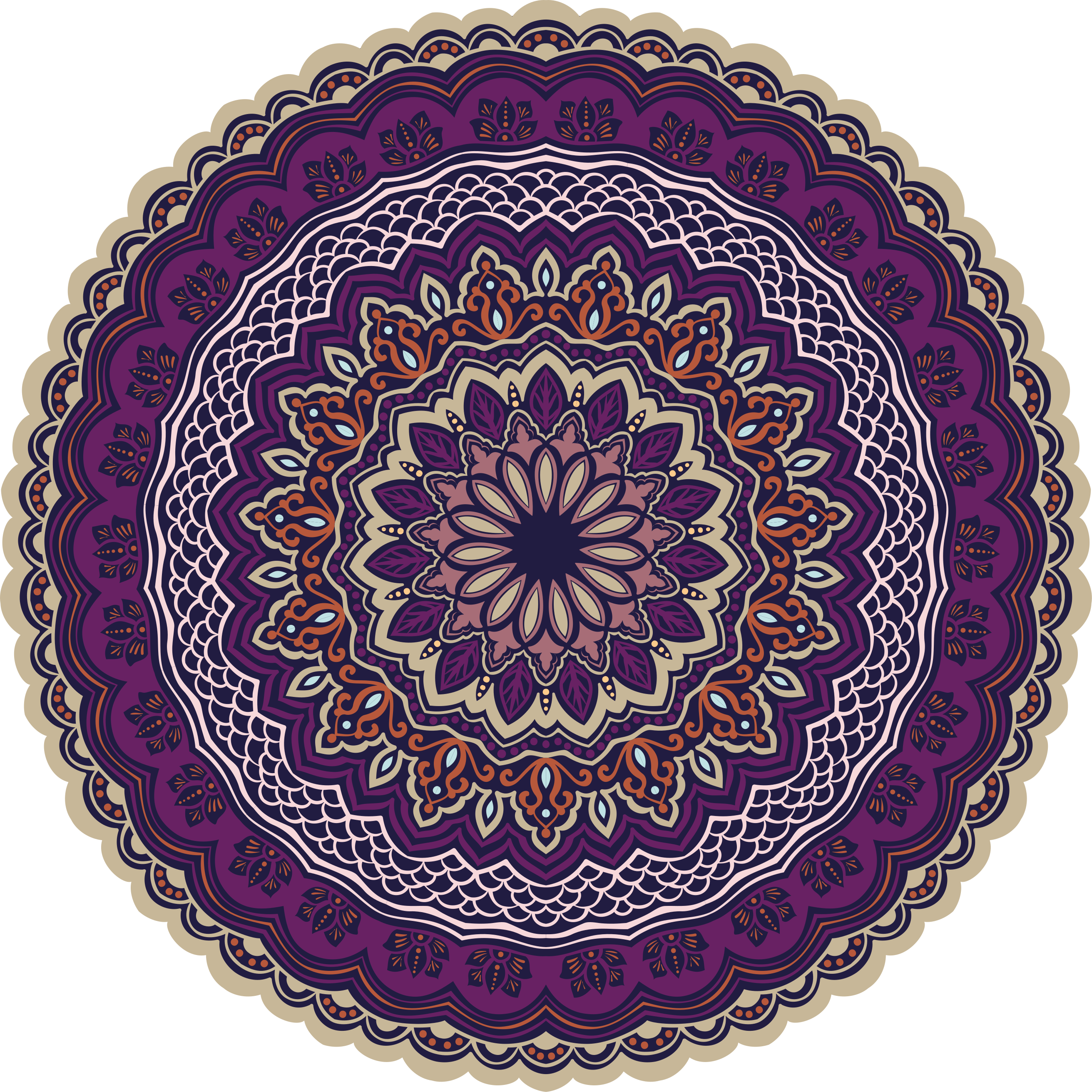 Livfull lila design Vinylmatta Mandala - Tenstickers