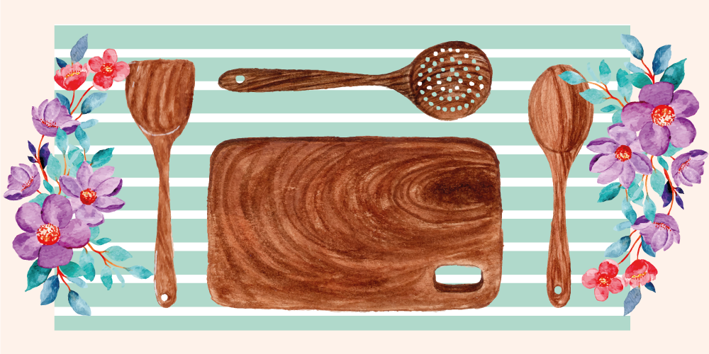 Blommiga kökstillbehör Vinylmatta Kök - Tenstickers