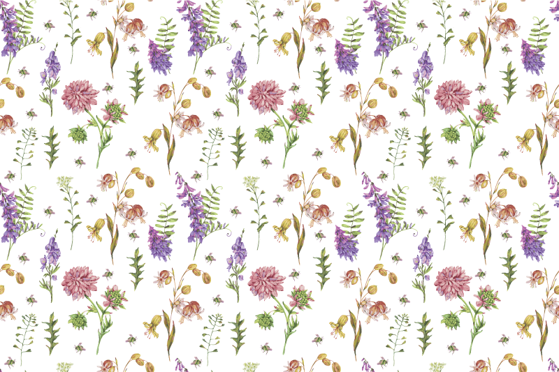 Livfull blomkomposition Vinylmatta blommor och växter - Tenstickers