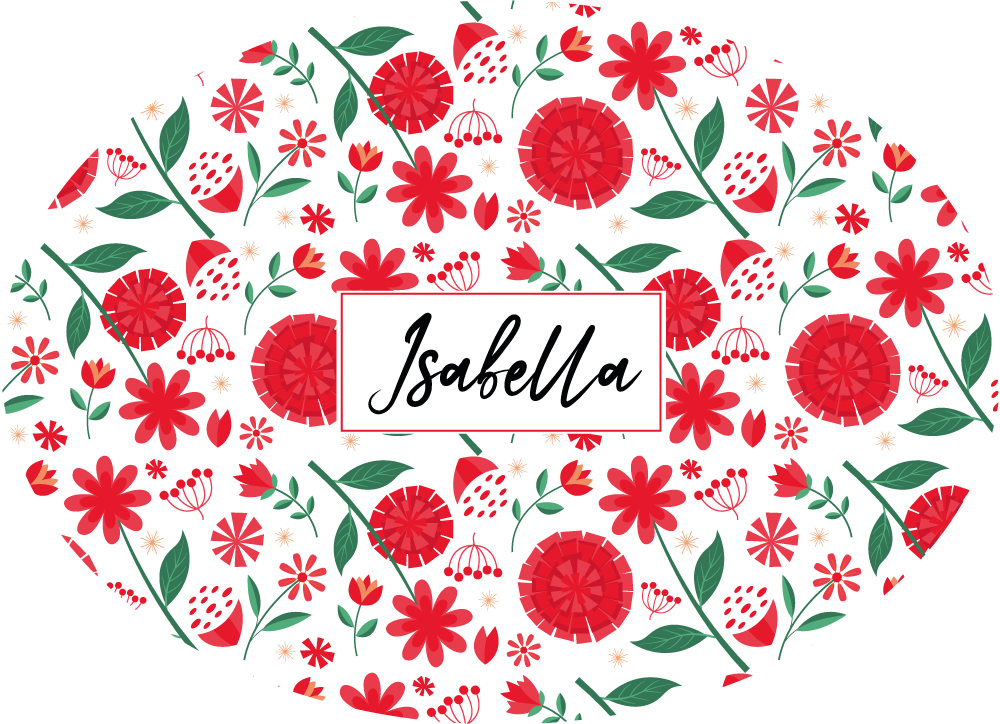 Vit och röd cirkeldesign blommig matta - Tenstickers